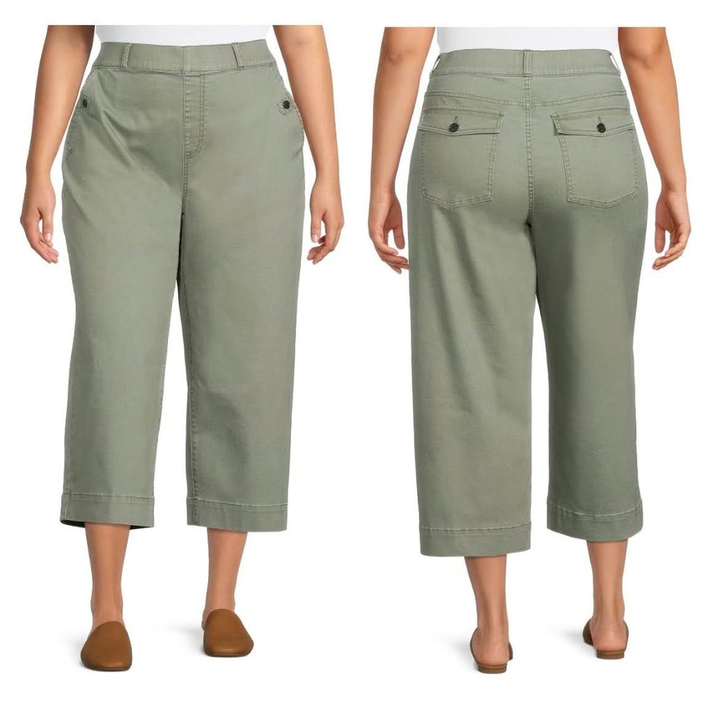 NWT Terra & Sky Women's Plus Size Pull-On Wide-Leg Pants Size 0X (14W) - Picture 1 of 8